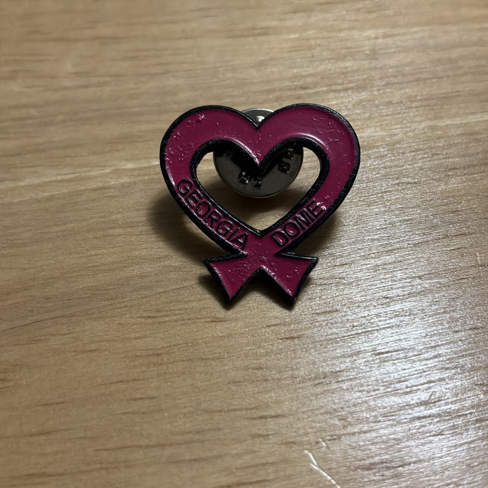 Georgia Dome Atlanta GA Stadium Souvenir Enamel Lapel Pin Vintage Pink Heart